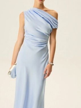 Commense One-Shoulder Pale Blue Evening Gown